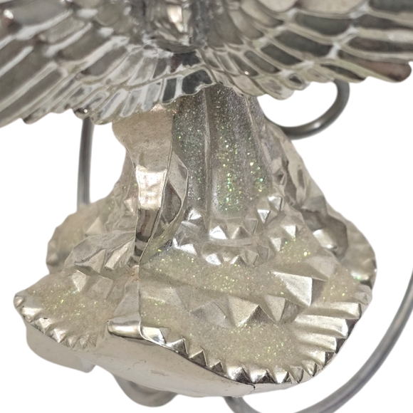 Vintage Angel Silver Tone Glitter Candle Holder Centerpiece Guardian Angel Horn - Picture 9 of 14